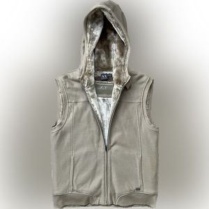 Armani Exchange Hooded Faux Fur Men’s Vest — Beige